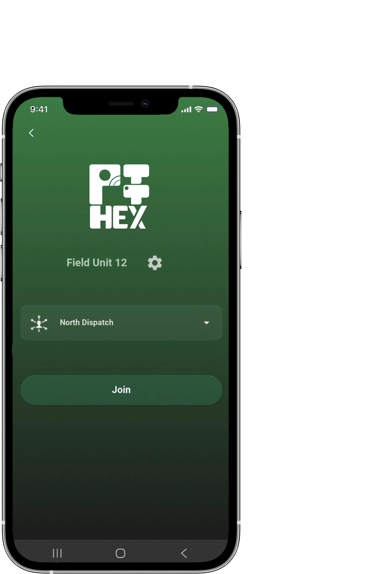 PTTHex mobile push-to-talk screen